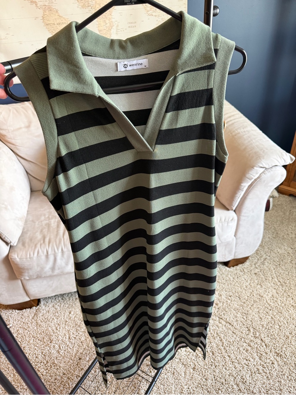 Olive green & black midi dress Sz M